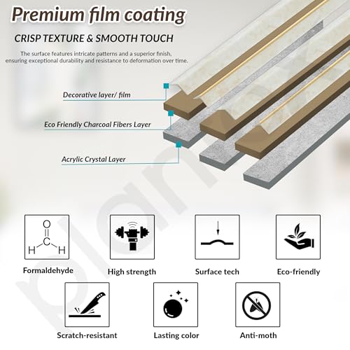 Image of Plantex Louvers Panel for Wall /8 Feet Wall Panels /3D Charcoal Panel for Interior Walls Decor - Pack of 7 Covers - 22 Sq. Ft, Size-5 Inch x 8 Feet (Ivory Gold)
