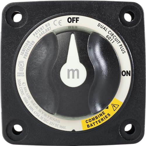 Image of Blue Sea Systems Mini Dual Circuit Plus Battery Switch, Black, 6011200 m‑Series