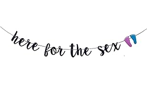 HERE FOR THE SEX Banner, Glitter Gender Reveal Party Sign