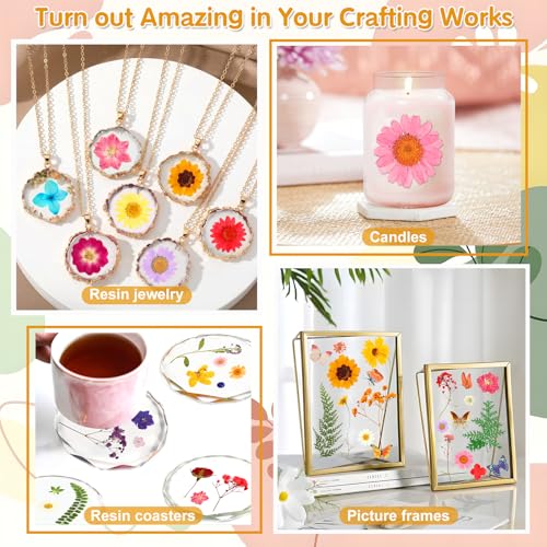 Image of 235 Pcs Pressed Dried Flowers for Resin, Natural Real Dried Pressed Flowers for Crafts, Bulk Dry Flowers for Resin Molds, Candles, DIY Art Jewelry Making with Tweezers Butterfly Stickers Set Decorate
