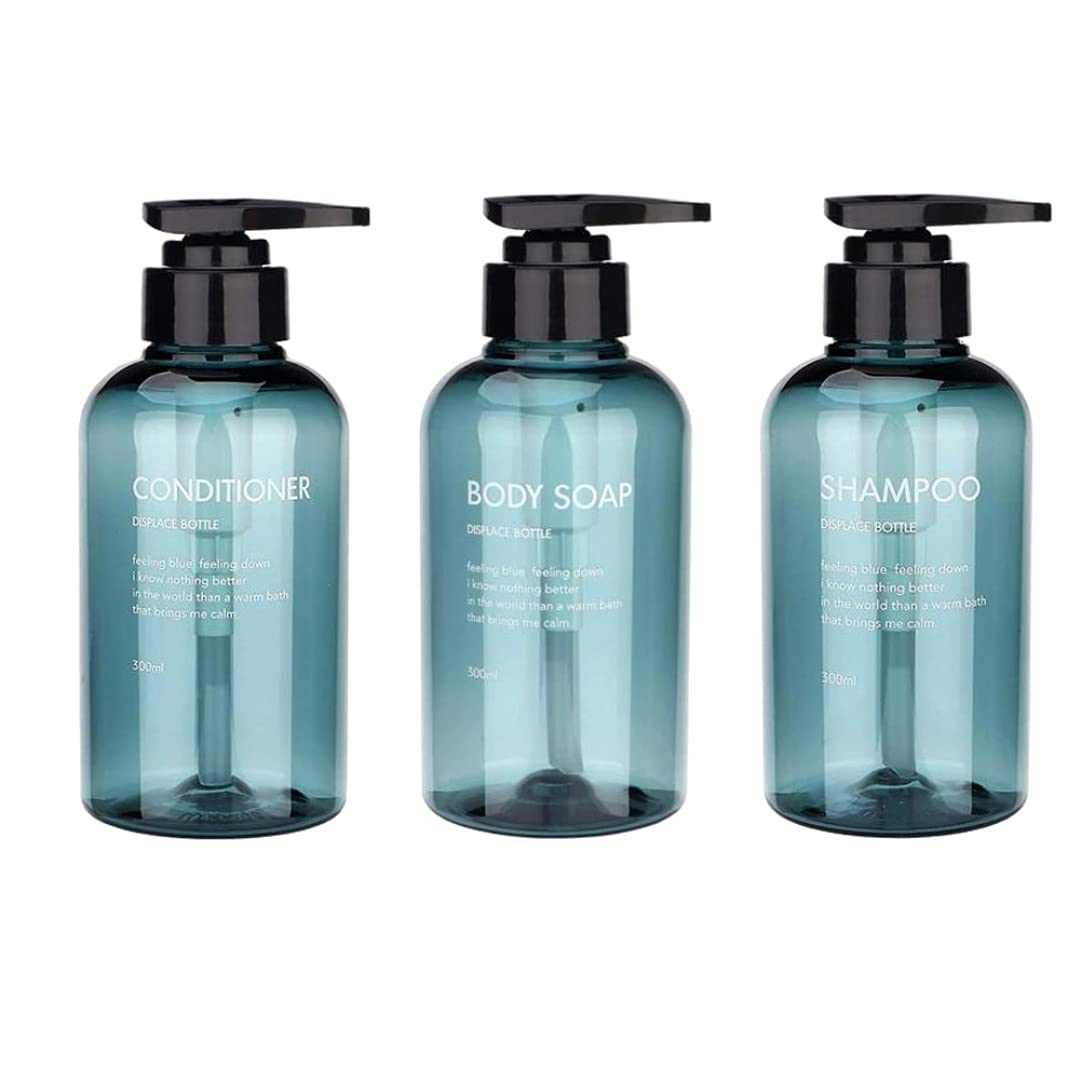 Suxdlan Blue Refillable Lotion & Shampoo Dispenser Bottles 300Ml Set Of 3