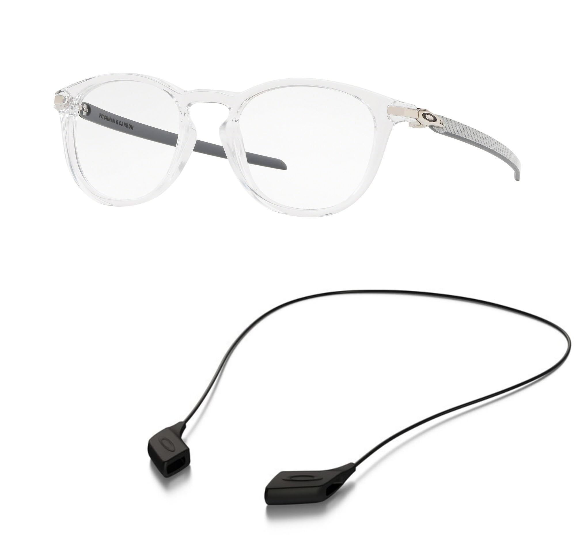 OakleyOX8149 Eyeglasses Bundle: OX 8149 814903 Polished Clear and Large Black leash Accessory kit, Polished Clear, 50/19/138