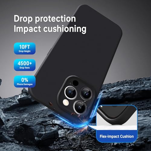 Image of DIZORO Compatible for iPhone 16 Pro Max Case 6.9, Slim Liquid Silicone Case 3 Layers Full Covered Soft Gel Rubber Phone Case Pro Maxtective Cover - Black