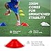 GSi Super Soccer Cones 40 Pack 32g Heavy-Duty Cones 8 Inch Diameter 4 Colors Includes Strap and Carry Bag Training Cones for Sports, Agility, and Drills