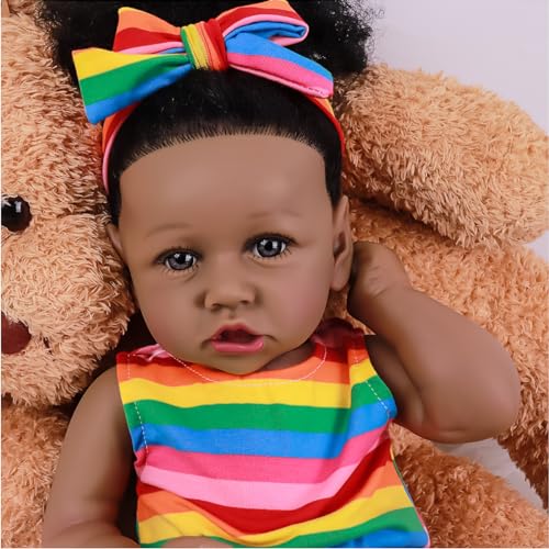 Muñeca Realista Reborn Bebé Afroamericana 55 cm miniatura 1