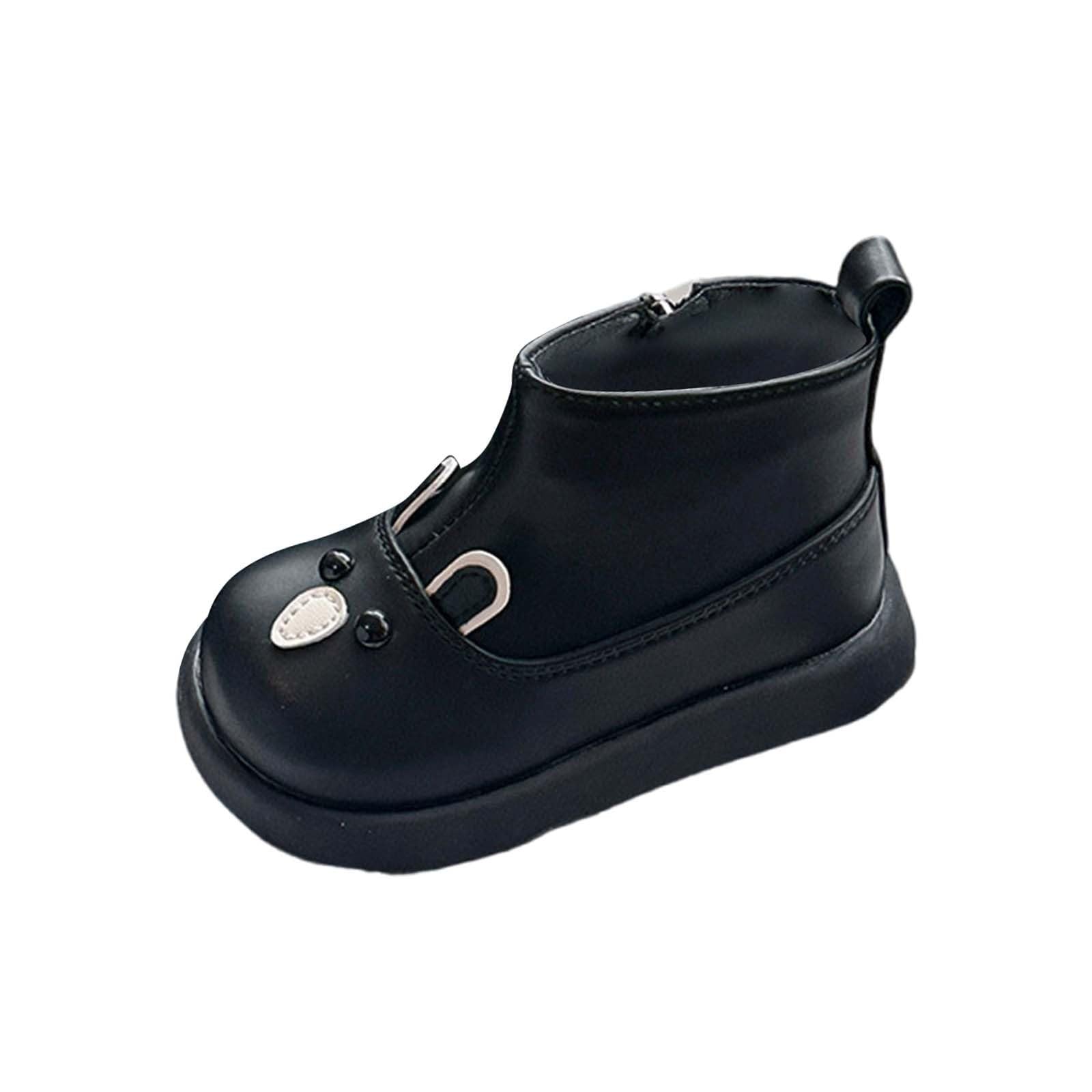 Toddler Boys Girls Ankle Boots Kids Casual Ankle Booties Baby Lightweight Walking Shoes Infant Non Slip Fashion Boots (Black, 6.5 Infant)