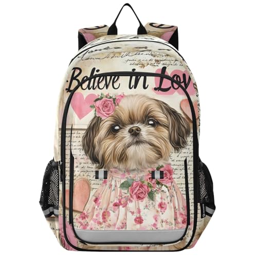 senya Charming Puppy Letter Backpack Water-Resistant Bag Lightweight Bookbags with Reflective Strip