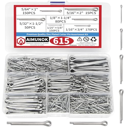 615Pcs Hairpin Cotter Pin Assortment Kit 6 Sizes Heavy Duty Zinc Plated Split Pin Clips Hitch Pin Clip Tractor ,Trucks, Engine Repair in Towing Hitch Clips