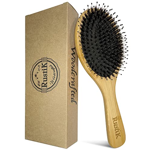 Boar-Bristle-Oval-Hair-Brush-by-RustiK-Bamboo-Eco-Friendly-Detangling-Nylon-Soft-Pin-Scalp-Massaging-Anti-Static-Paddle-Brush-Woodcrafted-For-Men-and-Women