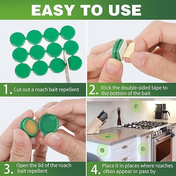 Image of Cockroach Killer Bait for Home Strong | Cockroach Killer Gel for Kitchens Bathrooms Cabinets | for Indoor or Outdoor | Absorbent Sweat Pads Cotton Anti Allergic (12, Multicolor)