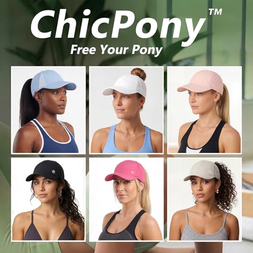 Image of TOP-EX ChicPony UPF 50+ Cooling High Ponytail Baseball Cap for Women | Cool-touch wicking band, hidden 4 in slot fits high /low ponytails; 2.3 oz, packable, airy, quick-dry, adjustable for sports