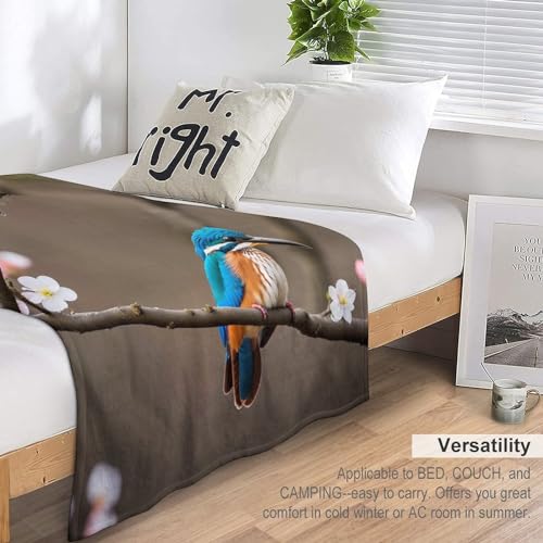 Couverture polaire oiseau pêcheur chaud et moelleux pour lit