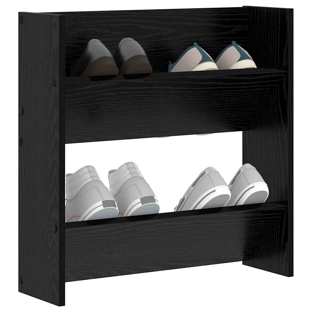 vidaXL Shoe Cabinet Black Oak 60 x 18 x 60 cm Engineered Wood, Hallway Shoe Cabinet, Modern Rectangular Storage, Organizing Unit for Footwear, Space Saving Wall Organizer, Compact Rack — image 1