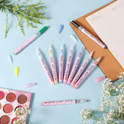 Image of 12 Colors Nail Art Pens Set, 0.5 mm Fine Tip Nail Art Marker Pens Quick Dry Waterproof Acrylic Paint Pens for DIY Nail Painting, Dots, Lines, Lettering, Women & Kids