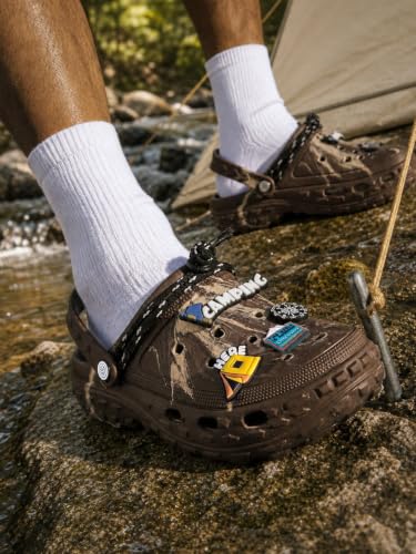 Image of Bacca Bucci x Discovery Camping Hero EVA Slides for Men, Marble Finish Clogs with Charms, Cushioned Lightweight Slip-On Sandals with Heel Strap
