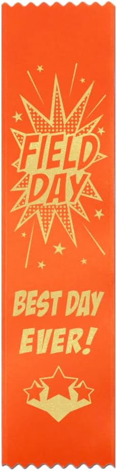 RibbonsNow School Field Day Ribbons - Best Day Ever! – 100 Hot Orange Bookmark Style Ribbons