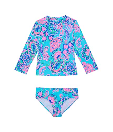 Lilly Pulitzer Girl's Bobby Rashguard Set UPF 5 (Toddler/Little Kids/Big Kids) Blue Horizon Jungle Sunrise 6 Little Kid