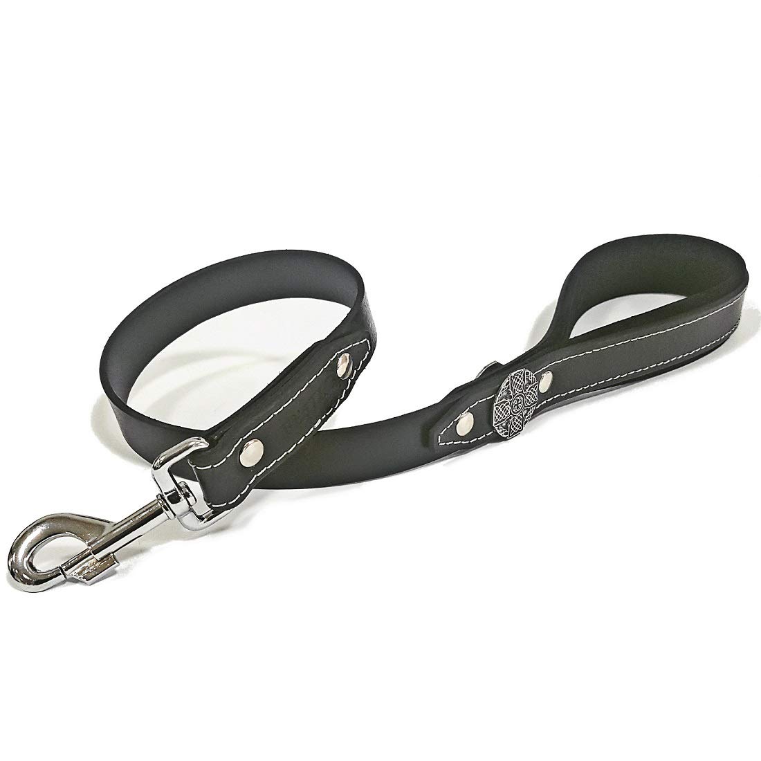 Bestia genuine leather heavy duty short leash. 35.5 inch long, 1.2 inch wide. Soft padded handle. Handmade quality