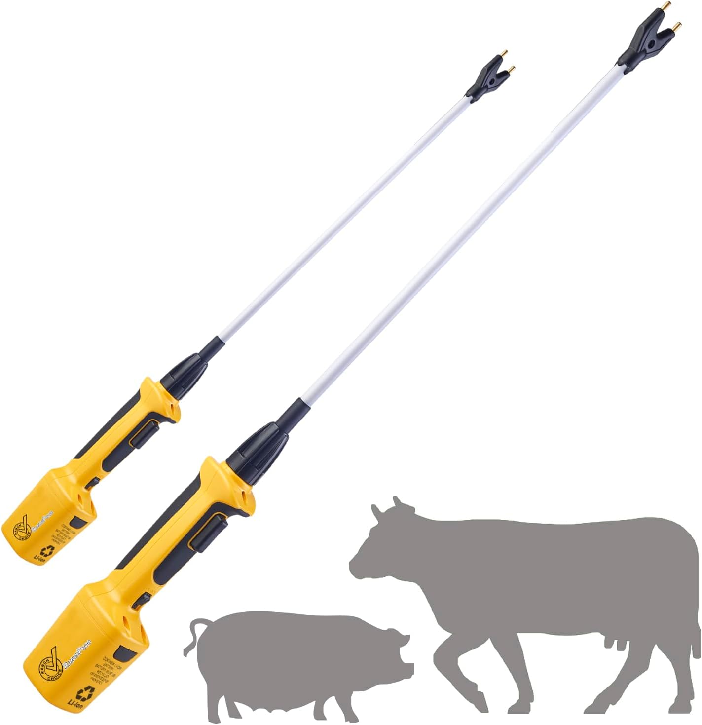 Rechargeable Cattle Prod for Cows Sheep Electric Livestock Prod for Cow Dog Hog Animal Prod with 43″ Flexible Shaft (Total 53 INCH)