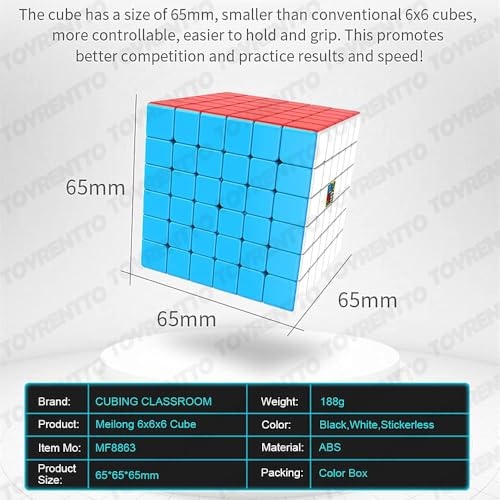Image of Moyu Meilong 6x6 Speed Cube Smooth Turning Stickerless Puzzle Toy for Beginners and Professionals High Performance 6x6 Cube for Kids and Adults