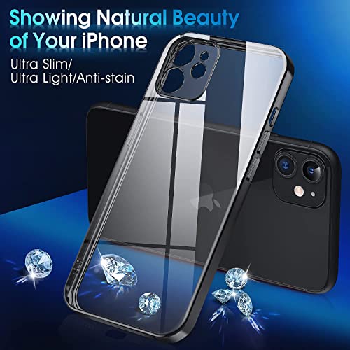 Image of VONZEE Thermoplastic Polyurethane Transparent Case Compatible With Iphone 11 (6.1 Inch), Luxury Electroplated Soft Edge Bumper Case, Full Camera Protection & Shockproof Case Cover , Black