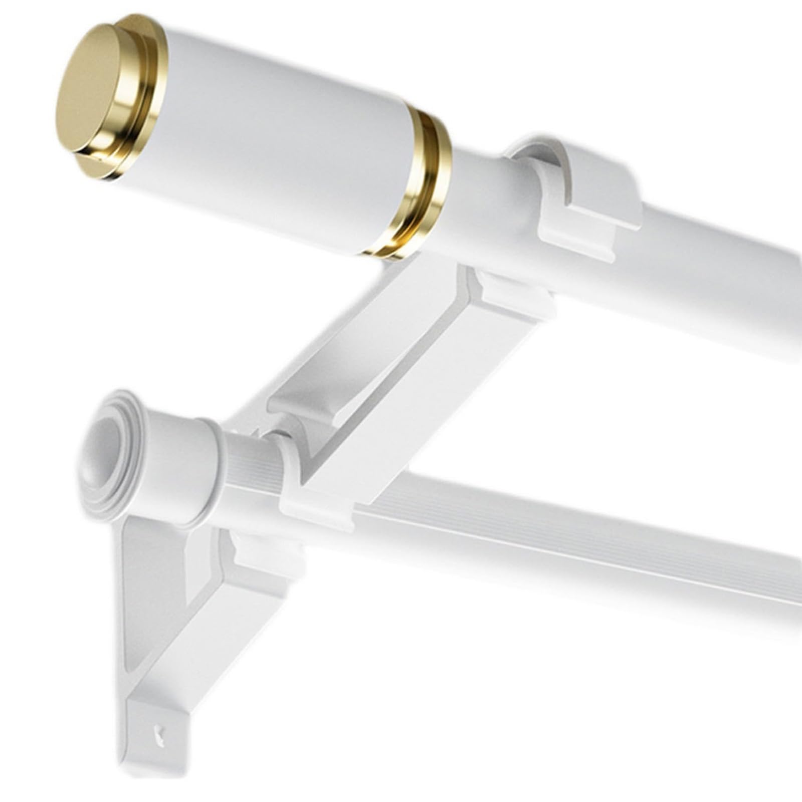 GLDYTVF Modern Heavy Duty Curtain Rods Thick Aluminum Alloy Drapery Pole with Decorative End Caps 1.5m Cylindrical Roman Curtain Rod - White Color