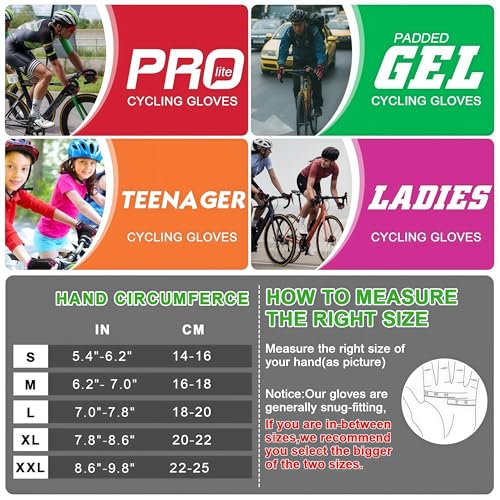 Cycling Gloves for Men & Women, Non-Slip Shock Absorbing Mountain Bike Gloves, Breathable Half Finger Gloves with Gel Padding for Road Bike, Bicycle, Motorcycle & Outdoor Sports (black, Medium)