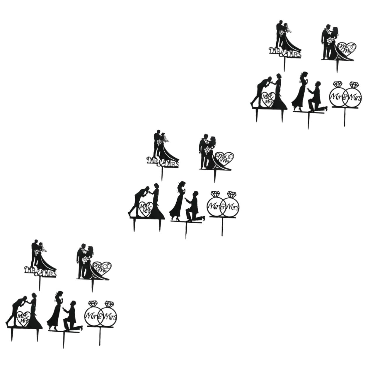 SOIMISS 15 Pcs Wedding Cake Picks Food Picks Wedding Party Shower Mr Mrs Cupcake Topper Birthday Cake Decoration Love Cupcake Topper Wedding Decor Wedding Cake Toppers Props Acrylic