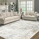 Capslpad 160x230cm Large Modern Abstract Rugs Living Room Non-slip Area Rug Short Pile Faux Wool Bedroom Carpet Lightweight Washable Minimalist Floor Carpet for Living Room Bedroom Office Decor, Beige