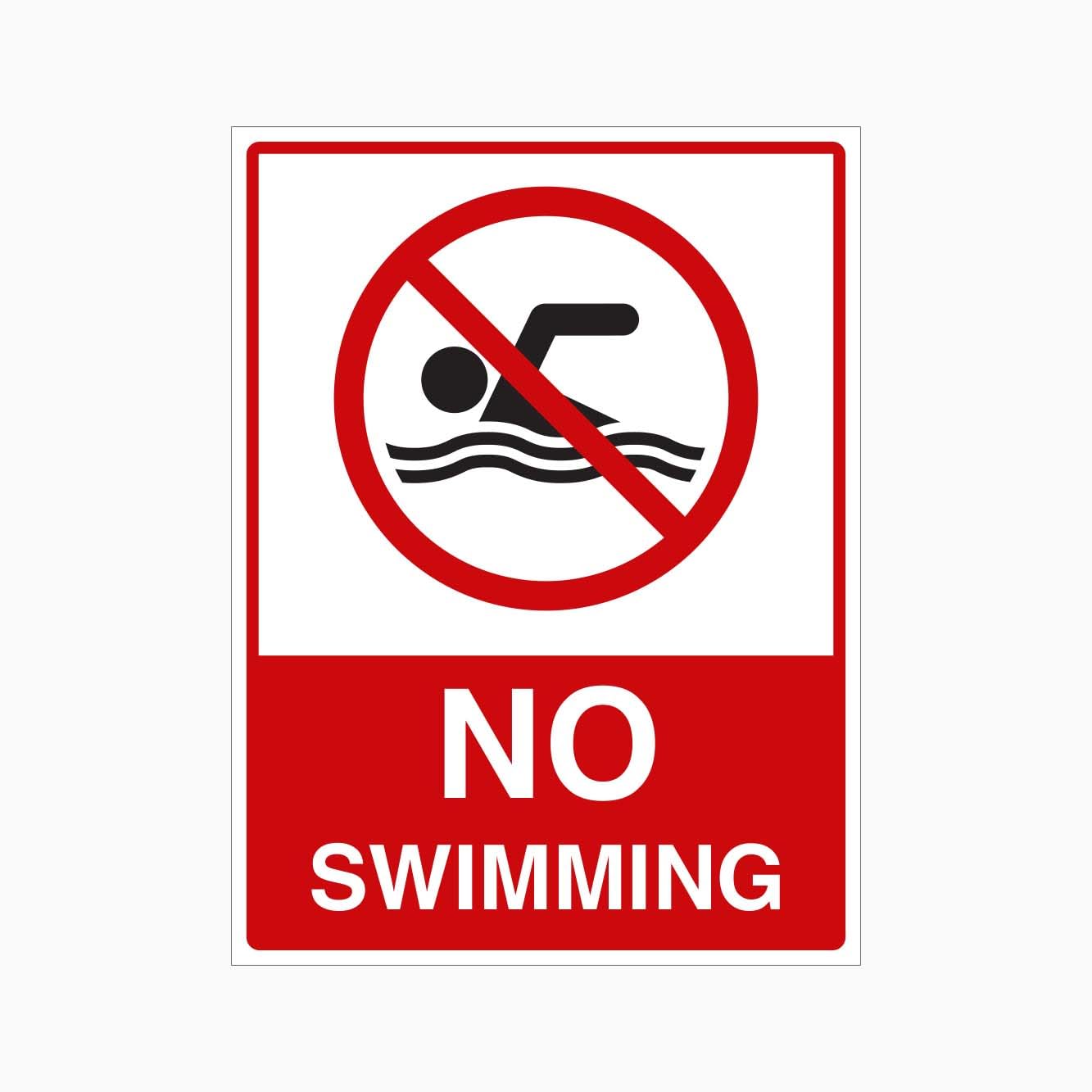 NO SWIMMING Sign, 12x8 Metal Tin Sign, Swimming is prohibited.