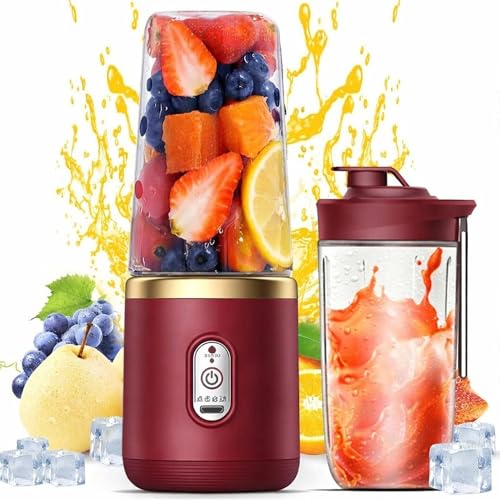 Image of Portable Blender Electric Juicer USB Rechargeable Fruit Mixers Mini Personal Smoothie Maker 6 Blades 3 Gears Ideal for smoothies,Stand,for Home Storage Living Room,Entryway