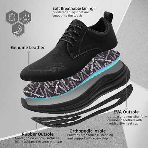 Men's Orthopedic Wide Walking Dress Shoes - Arch Support Plantar Fasciitis Classic Formal Leather Oxford - Comfortable Casual Classic Flat Feet Orthotics Sneakers for Foot and Heel Pain Relief2