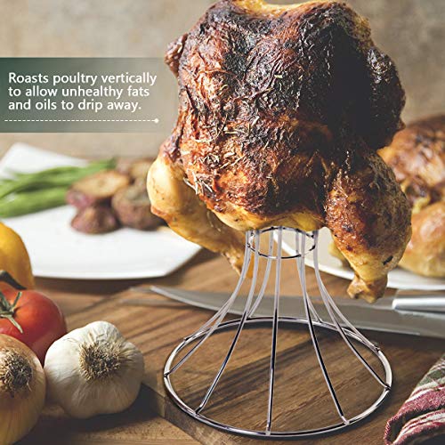 Kamaster Beer Can Chicken Holder Turkey Rack Big Green Egg Accessories Vertical Chicken Roaster Chicken Rack Roaster Chicken Roasting Stand Chicken Holder For Weber Big Green Egg Accessories （L+S） #TOP2