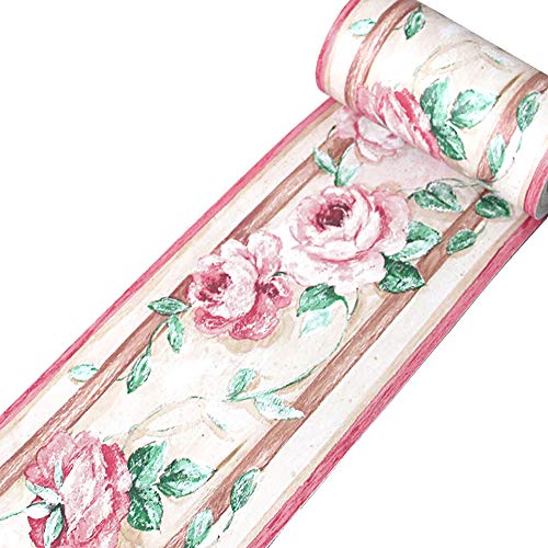Yenhome Floral Waterproof PVC Self Adhesive Wallpaper Border Stick and Peel Scroll Wall