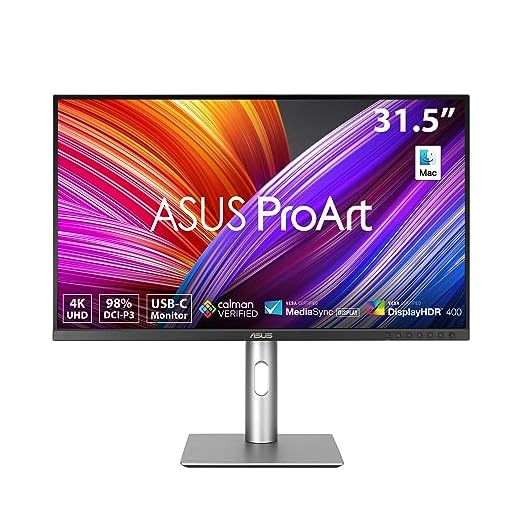 ASUS ProArt Display 32” (31.5" viewable) Professional Monitor (PA329CRV) - IPS, 4K UHD (3840 x 2160), 98% DCI-P3, Color Accuracy ΔE < 2, Calman Verified, USB-C PD 96W, Daisy-Chain, VESA DisplayHDR400