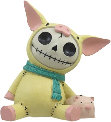 SUMMIT COLLECTION Ebros Furrybones Piggy Voodoo Skeleton - Estatua de banco de dinero, pequeña estatua de 5.5 pulgadas de alto, huesos peludos,