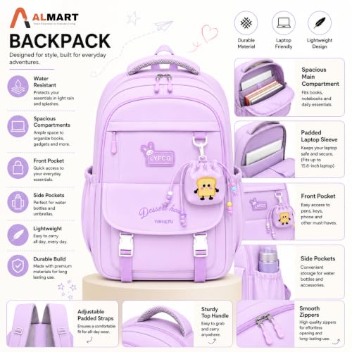 Image of Korean Style Unisex School & College Backpack Bag | 18 Inch Large Capacity Bag For Girls & Boys Age of 12-16 Years | Best For Middle & High School, College, Tution, Travel, Camping