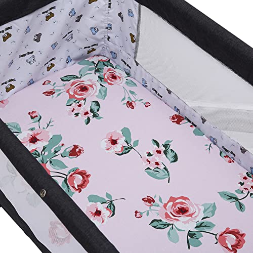 Image of Bassinet Sheet Set 4 Pack Snug Fitted Cradle Fitted Sheets, Stretchy Ultra Soft, for Oval Rectangle Hourglass Bassinet Mattress, Unisex Boy Girl, Floral /Pink
