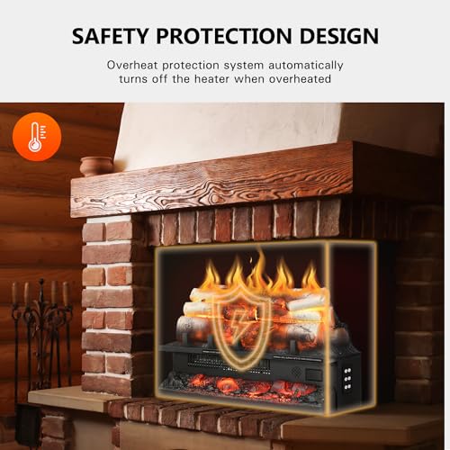 Image of R.W.FLAME Electric Fireplace Log Heater,20 inch Fireplace Inserts with Crackling Sound,5 Flame Brightness,Heater 750W /1500W,Remote Control&Timer,Overheating Protection for Home and Office Decor