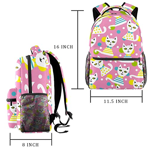 Sac à dos chat à pois avec porte-bouteille idéal pour le voyage campus loisirs