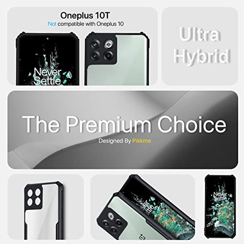 Image of Pikkme Oneplus 10T 5G Back Cover | Crystal Clear Transparent Back | Ultra Hybrid | Full Camera Protection | Raised Edge | Bumper Back Case for Oneplus 10T 5G (Black)