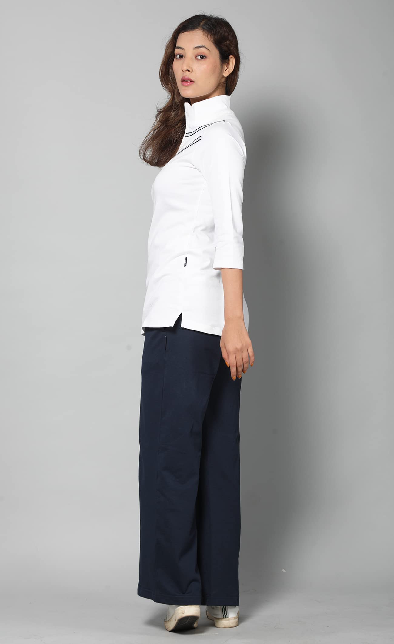 Dream of Glory Inc. Women's Cotton Collared Neck Sweatshirt (wDOGI-WFS-ZIP-WHITE_S_White Frost_S) - Image 7 thumbnail