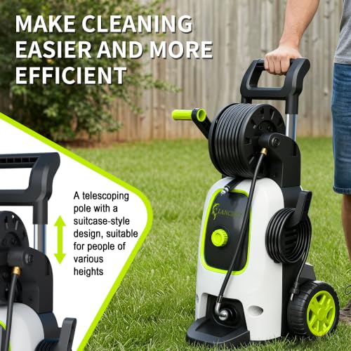 Image of 2026 Upgraded Pressure Washer 5000PSI with Luggage-Style Telescopic Handle, 4 Quick-Connect Nozzles, 500ML Soap Tank, Portable High-Power Cleaning Machine for Car, Fence, Driveway, Patio & Home,Green