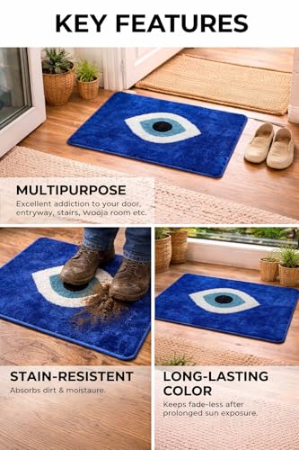 Image of Adequate Superb Soft Evil Eye Door mat Combo Set (2in1), Microfiber| Floor mat| Doormat for Home Entrance| Bathroom| Bedroom| Living Room| Kitchen| Pooja Room| Door mat Combo Pack| Rug| mat for Hall