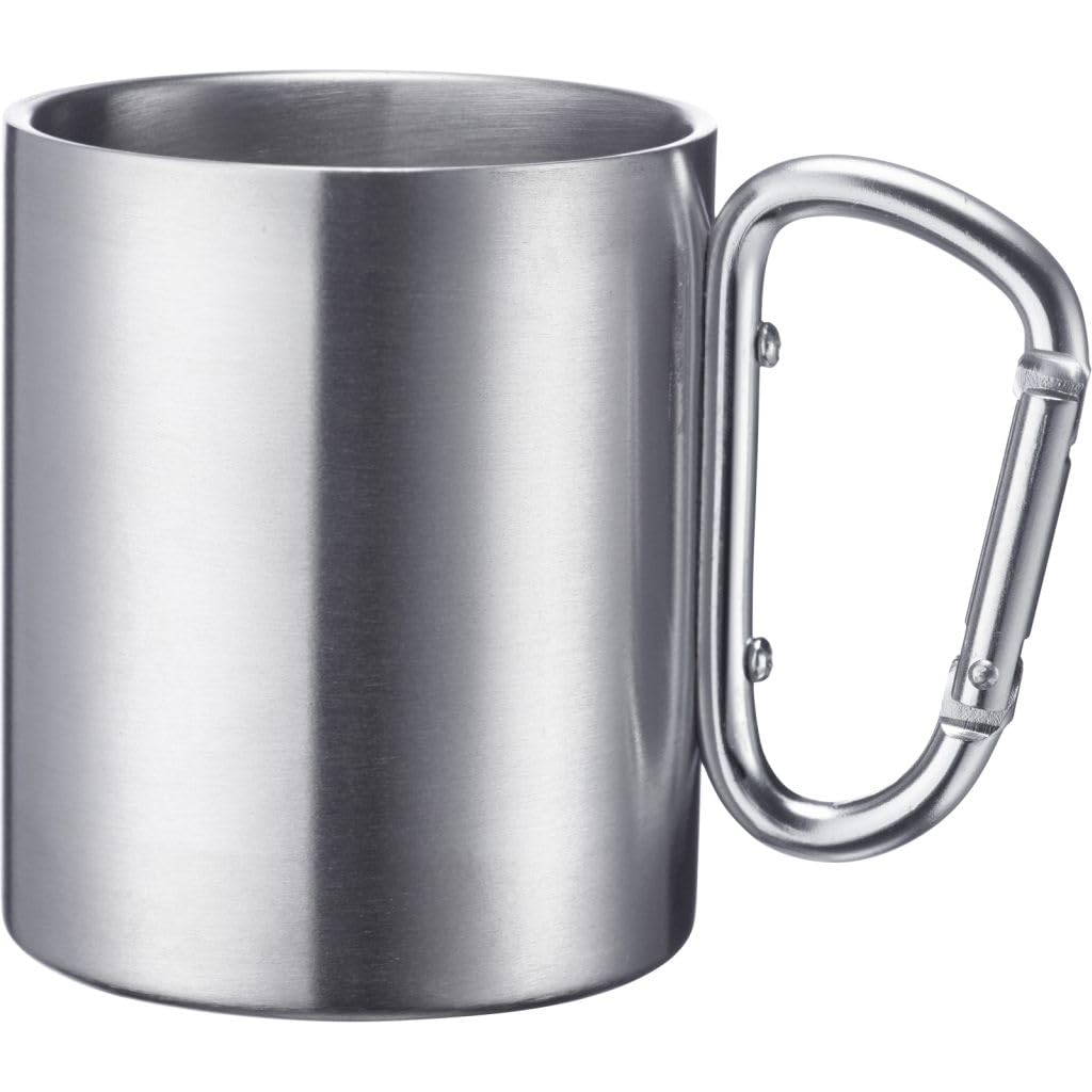 Westmark Stainless Steel Mug with Carabiner Hook - Practical Outdoor Camping Mug, Ideal for Hot and Cold Drinks, Cup with Carabiner for Attaching - 300 ml, Stainless Steel, Rustproof