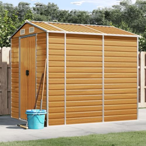 Emmtore Caseta de jardín Acero galvanizado marrón Claro 191x215x198 cm