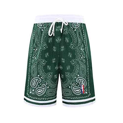 BOOMLEMON Men's Basketball Shorts Workout Athletic Paisley Shorts Mesh Print Running Short Pants2