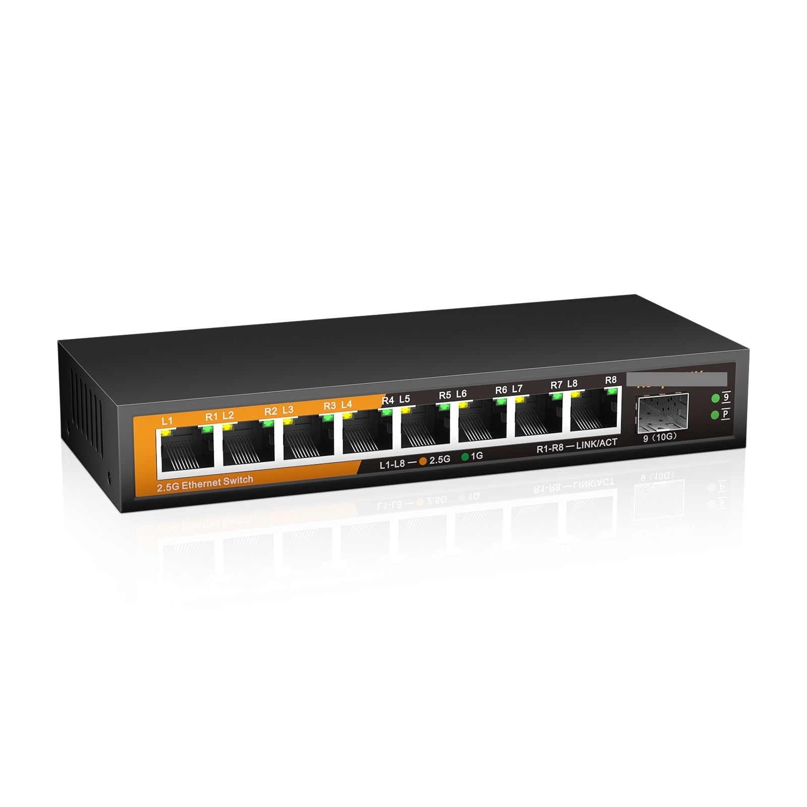 OSHZIKJII 9-Port Multi-Gigabit Network Switch with 8-Port 2.5Gb Ethernet Copper and 2-10Gb s-f.p+ Uplink(8 Port 2.5Gb)
