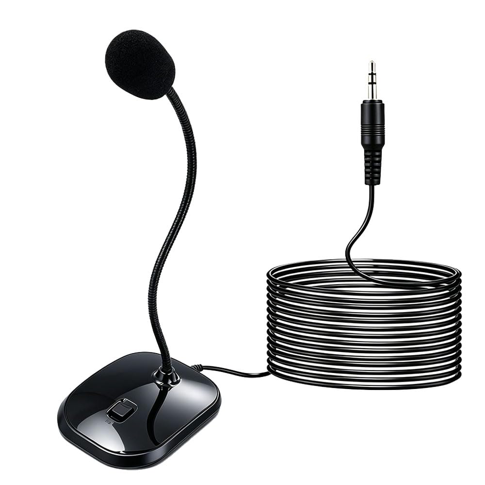 3.5mm Gooseneck Desktop Microphone Mute Switch 4.92ft Cord | Long Cord Desktop Microphone for Laptops, Online Lessons, Live Broadcast and Office Meetings, Noise Cancelling-image-36