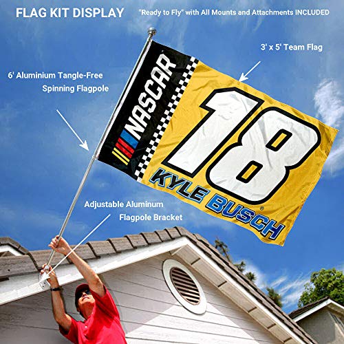Mât Kyle Busch WinCraft avec Support de Fixation Mural Haute Résistance - 2